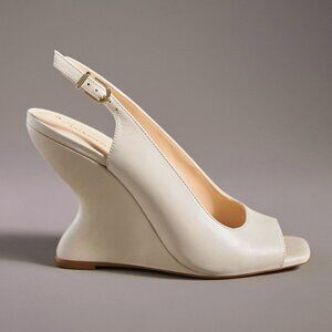ANTHROPOLOGIE | Leather Wedge Slingback Heels | NEW IN BOX!